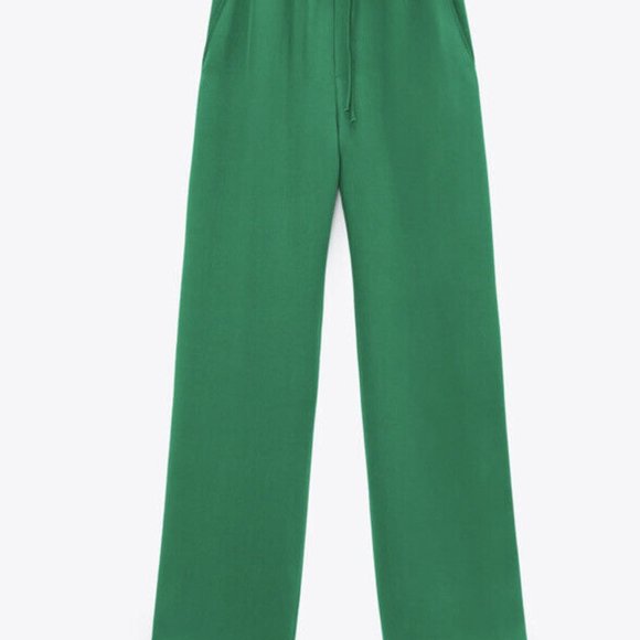 Zara Apple Green Wide Leg Blend Slouchy Pants Size XS - Picture 3 of 16